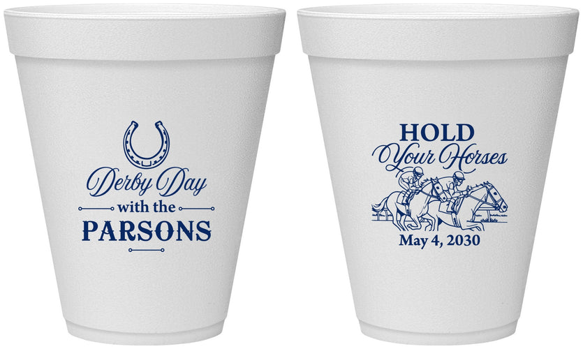 Personalized Derby Day 12 oz Foam Cups - Hold Your Horses | 320008
