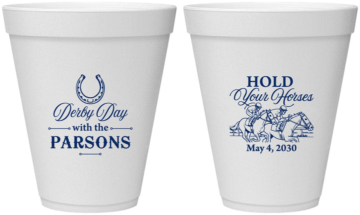 Personalized Derby Day 12 oz Foam Cups - Hold Your Horses | 320008