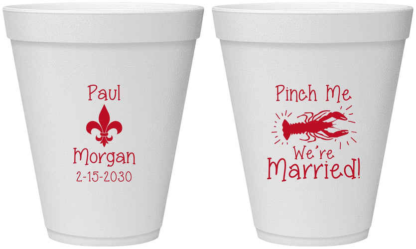 Personalized Wedding 12 oz Foam Cups - Crawfish Boil | 330