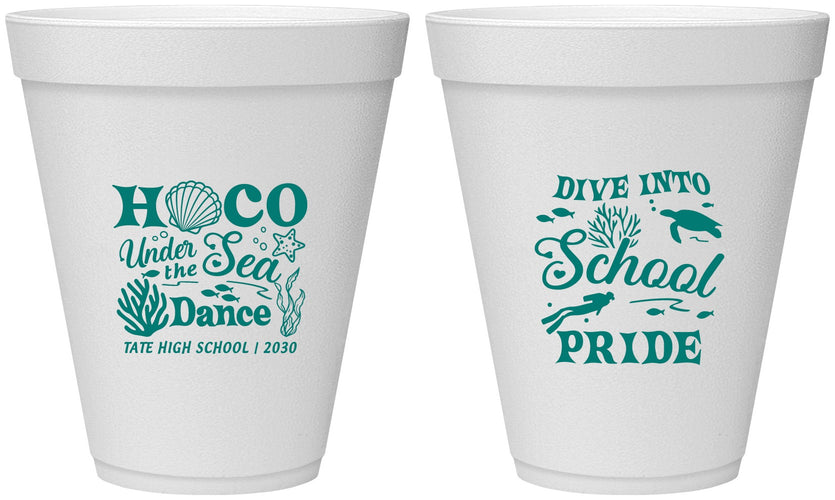 Personalized Homecoming 12 oz Foam Cups - Hoco Under The Sea | 330000