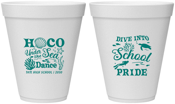 Personalized Homecoming 12 oz Foam Cups - Hoco Under The Sea | 330000