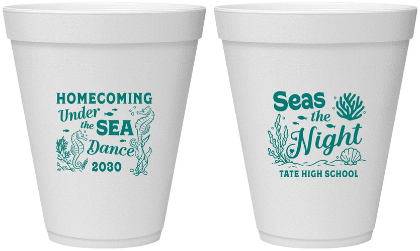 Personalized Homecoming 12 oz Foam Cups - Under The Sea Dance | 330001