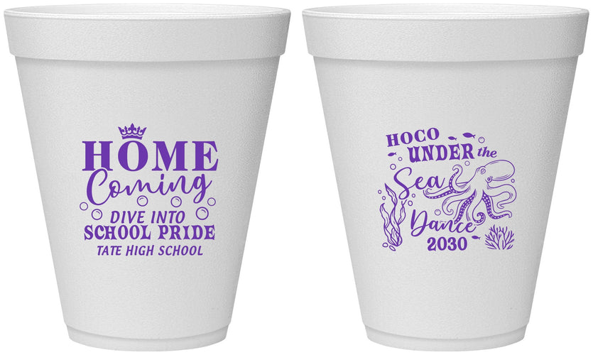 Personalized Homecoming 12 oz Foam Cups - Under The Sea Dance | 330002