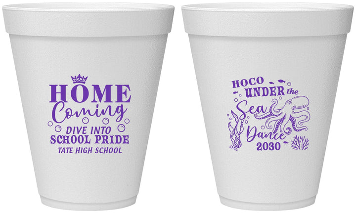Personalized Homecoming 12 oz Foam Cups - Under The Sea Dance | 330002