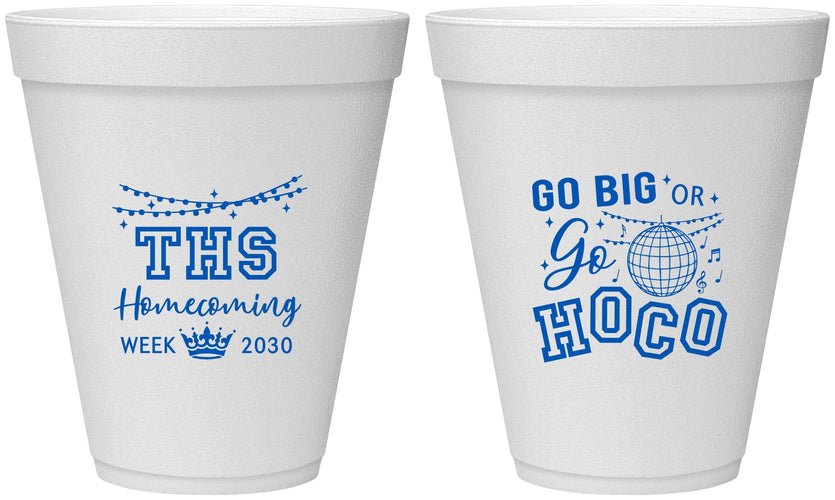 Personalized Homecoming 12 oz Foam Cups - Big Or Go Hoco | 330004
