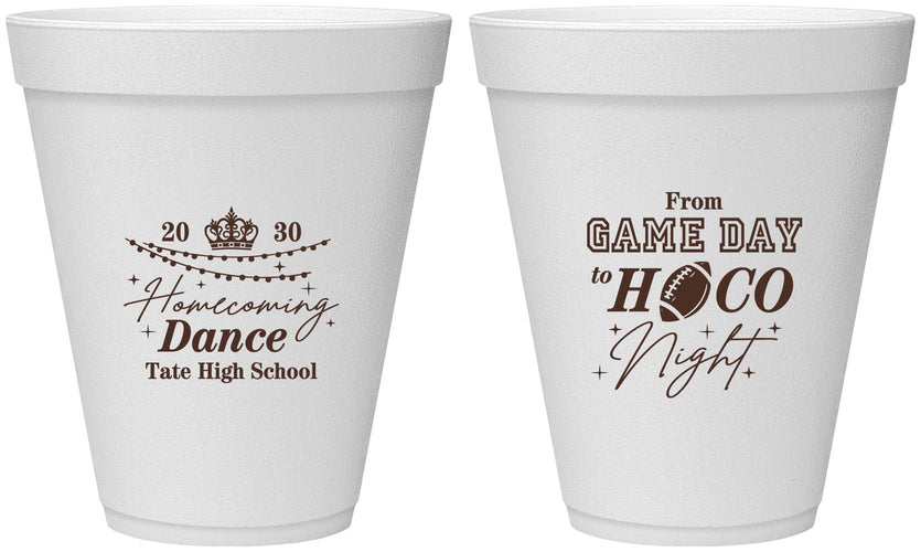 Personalized Homecoming 12 oz Foam Cups - Gameday To Hoco Night | 330005