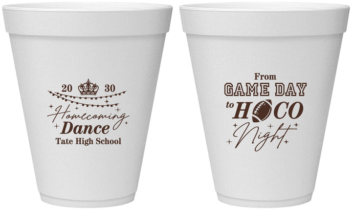 Personalized Homecoming 12 oz Foam Cups - Gameday To Hoco Night | 330005