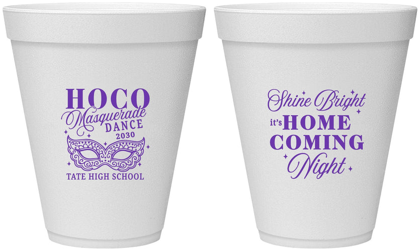 Personalized Homecoming 12 oz Foam Cups - Hoco Masquerade Dance | 330009
