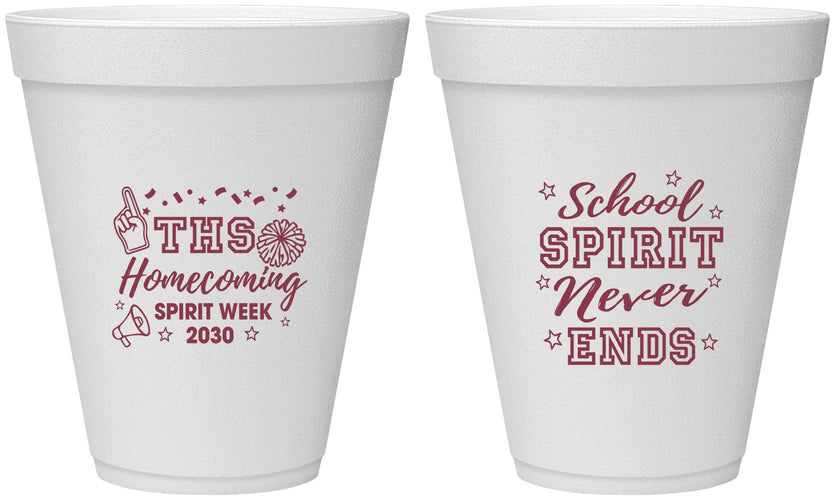 Personalized Homecoming 12 oz Foam Cups - Spirit Week | 330011