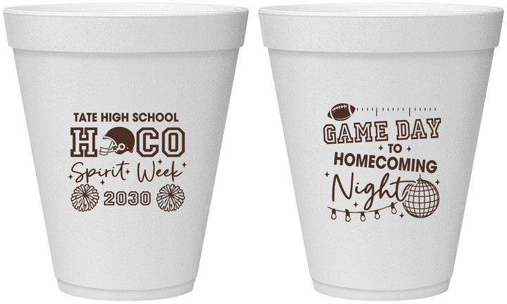Personalized Homecoming 12 oz Foam Cups - Spirit Week | 330013