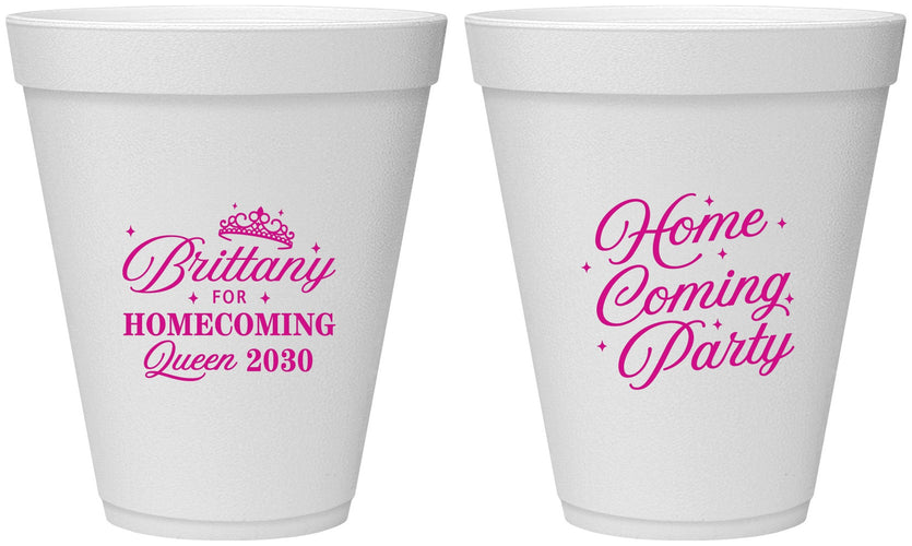 Personalized Homecoming 12 oz Foam Cups - Hoco Queen Vote | 330022