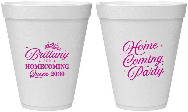 Personalized Homecoming 12 oz Foam Cups - Hoco Queen Vote | 330022
