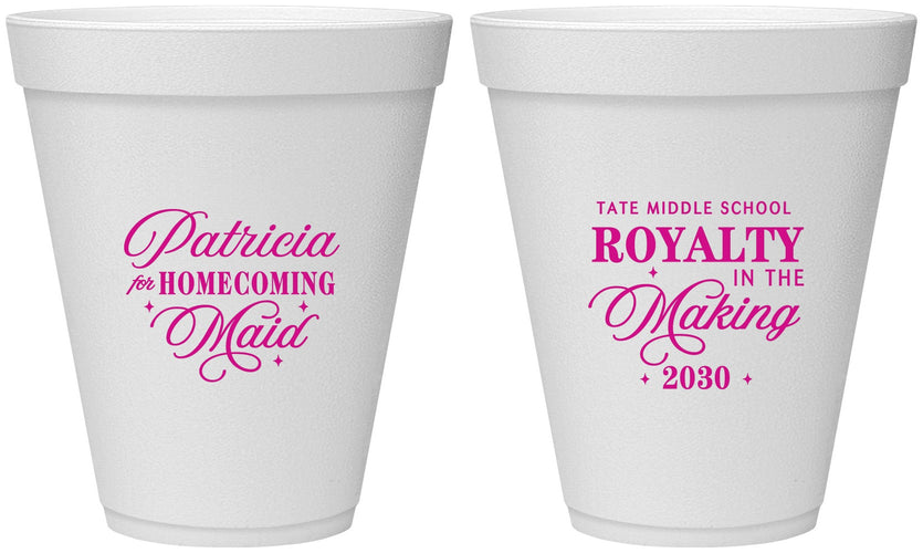 Personalized Homecoming 12 oz Foam Cups - Hoco Maid Vote | 330028