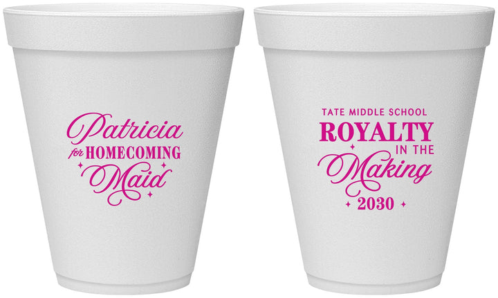 Personalized Homecoming 12 oz Foam Cups - Hoco Maid Vote | 330028