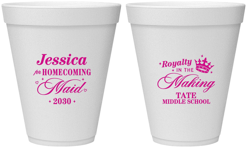 Personalized Homecoming 12 oz Foam Cups - Hoco Maid Vote | 330029