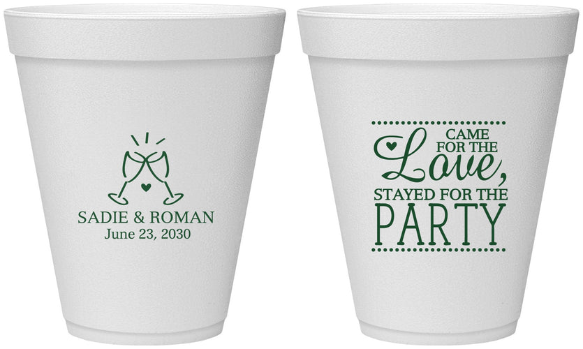 Personalized Wedding 12 oz Foam Cups - Love Party | 331