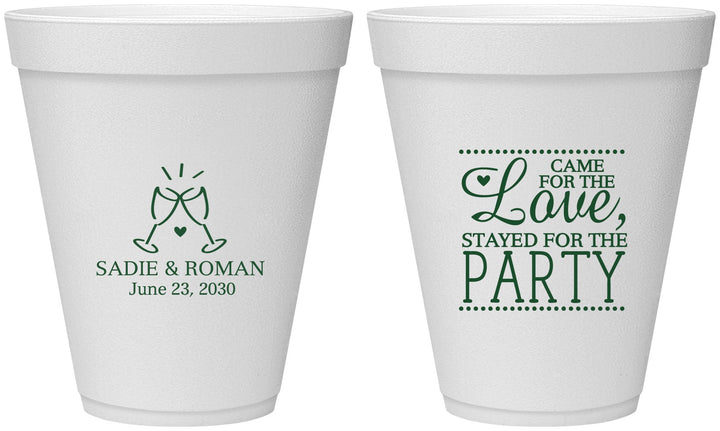 Personalized Wedding 12 oz Foam Cups - Love Party | 331
