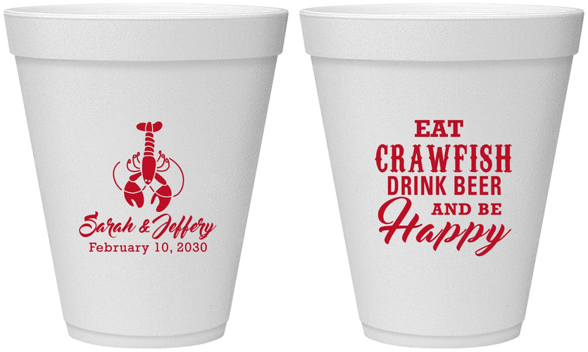 Personalized Wedding 12 oz Foam Cups - Crawfish Boil | 335