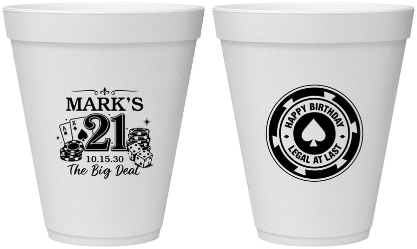Personalized 21st Birthday 12 oz Foam Cups - Legal At Last Vegas | 340004