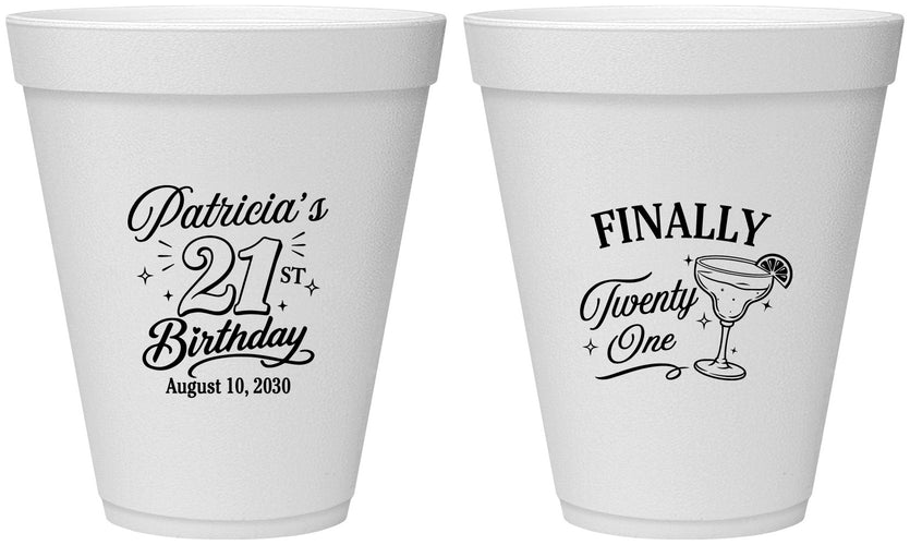 Personalized 21st Birthday 12 oz Foam Cups - Finally Twenty One | 340008