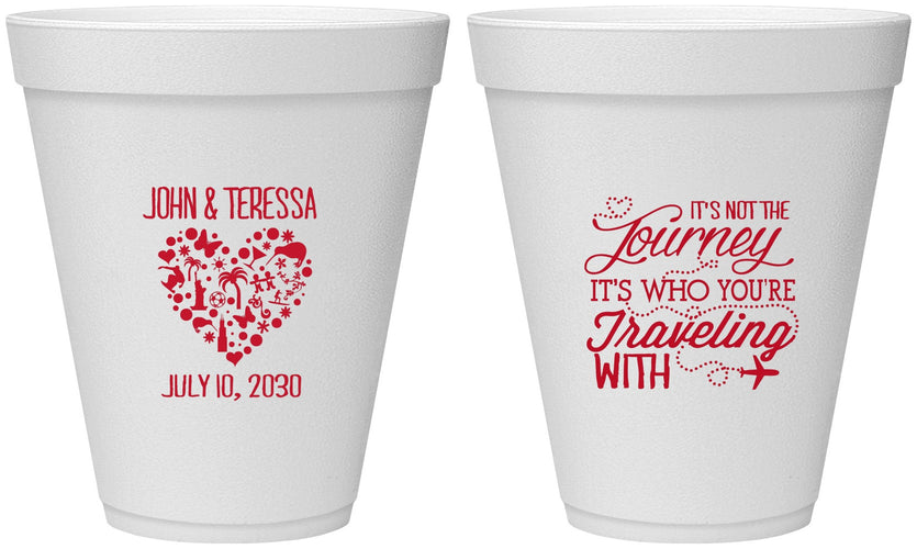 Personalized Wedding 12 oz Foam Cups - Journey Traveling With | 354