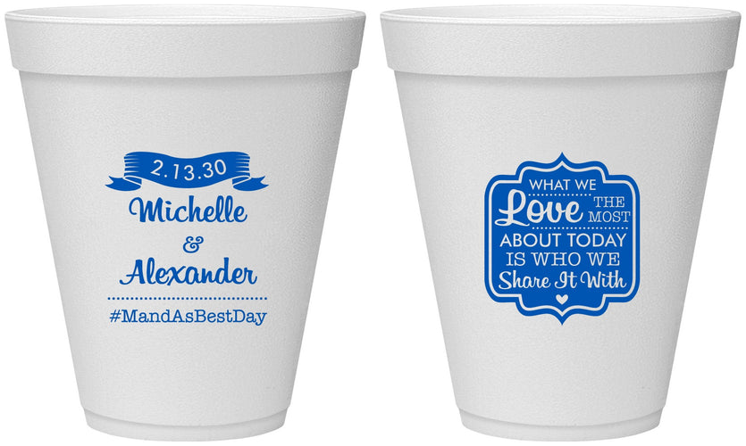 Personalized Wedding 12 oz Foam Cups - Love Story | 359