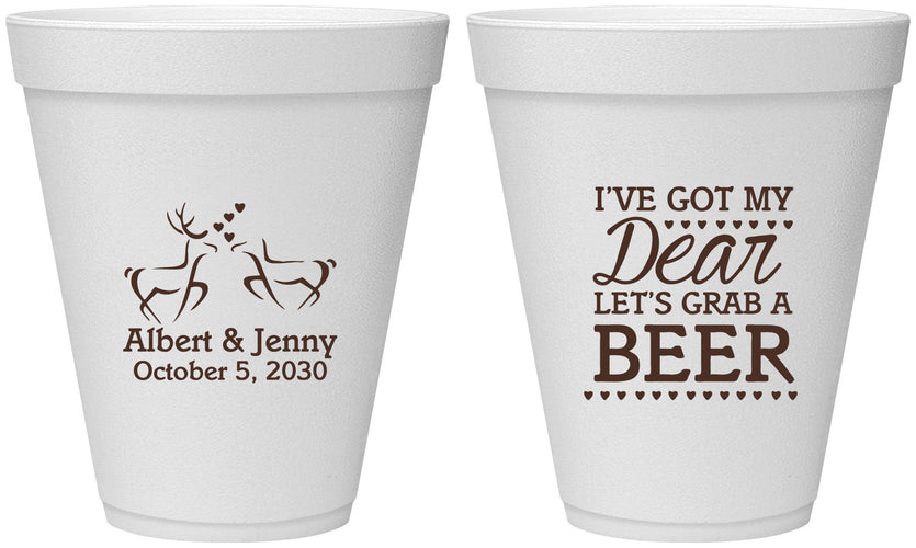 Personalized Wedding 12 oz Foam Cups - Dear Beer | 372