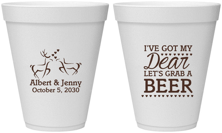 Personalized Wedding 12 oz Foam Cups - Dear Beer | 372