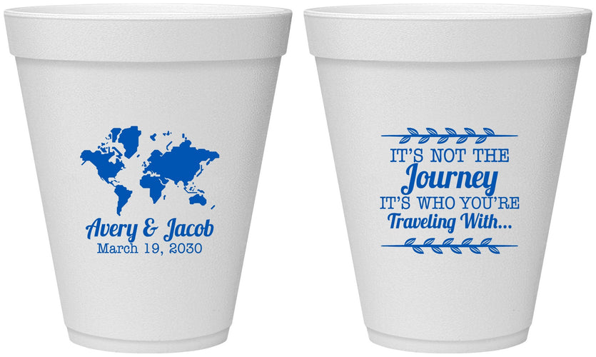 Personalized Wedding 12 oz Foam Cups - Journey Traveling With | 374