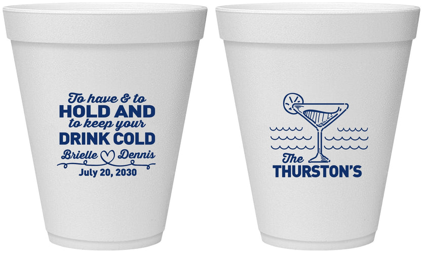 Personalized Wedding 12 oz Foam Cups - To Have And To Hold | 375
