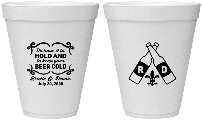 Personalized Wedding 12 oz Foam Cups - Fleur De Lis | 378