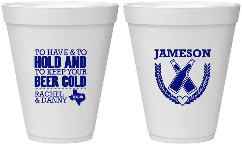 Personalized Wedding 12 oz Foam Cups - To Have And To Hold | 379