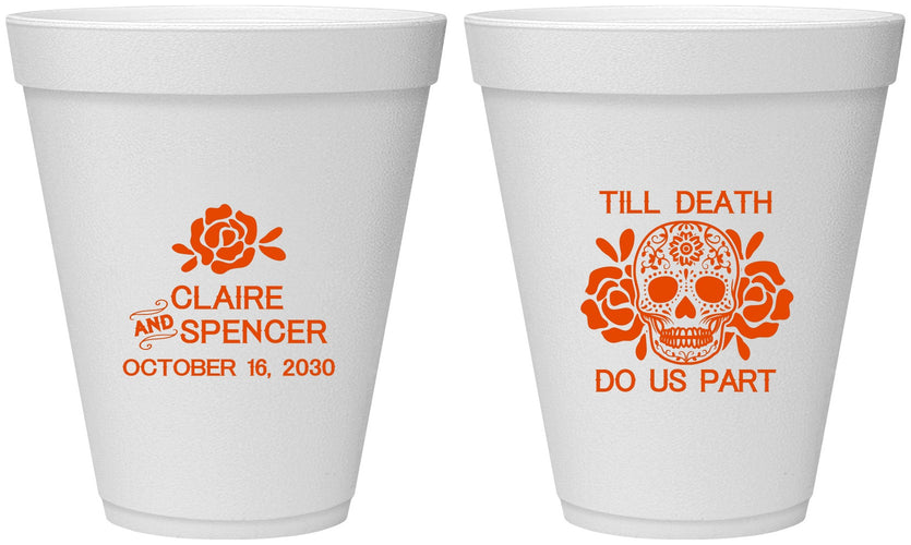 Personalized Wedding 12 oz Foam Cups - Till Death Do Us Part | 380