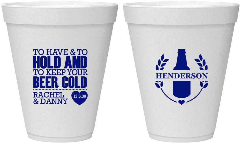 Personalized Wedding 12 oz Foam Cups - To Have And To Hold | 384