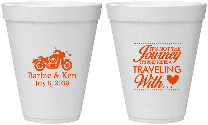 Personalized Wedding 12 oz Foam Cups - Journey Traveling With | 388