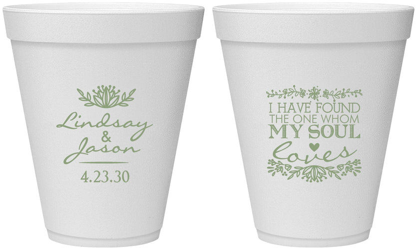 Personalized Wedding 12 oz Foam Cups - Found My Soul | 390