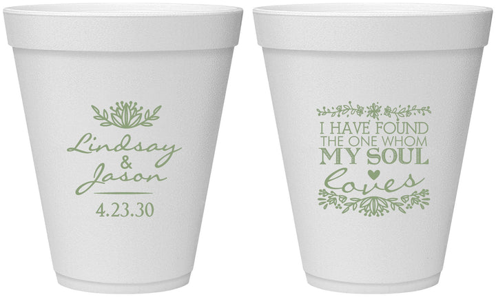 Personalized Wedding 12 oz Foam Cups - Found My Soul | 390