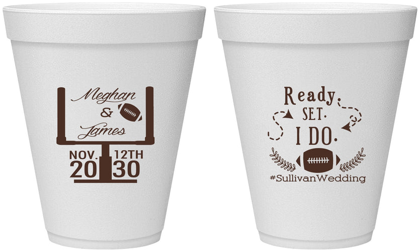 Personalized Wedding 12 oz Foam Cups - Football | 394