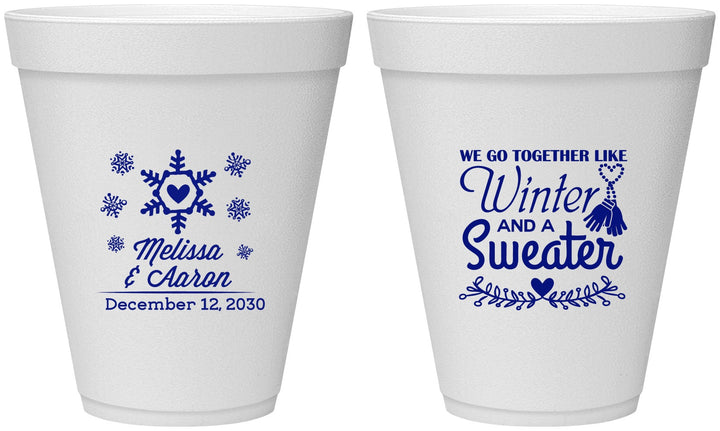 Personalized Wedding 12 oz Foam Cups - Christmas Winter | 399