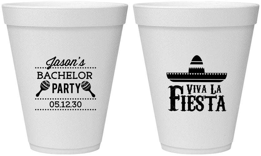 Personalized Bachelor Party 12 oz Foam Cups - Viva La Fiesta Mexican | 40001