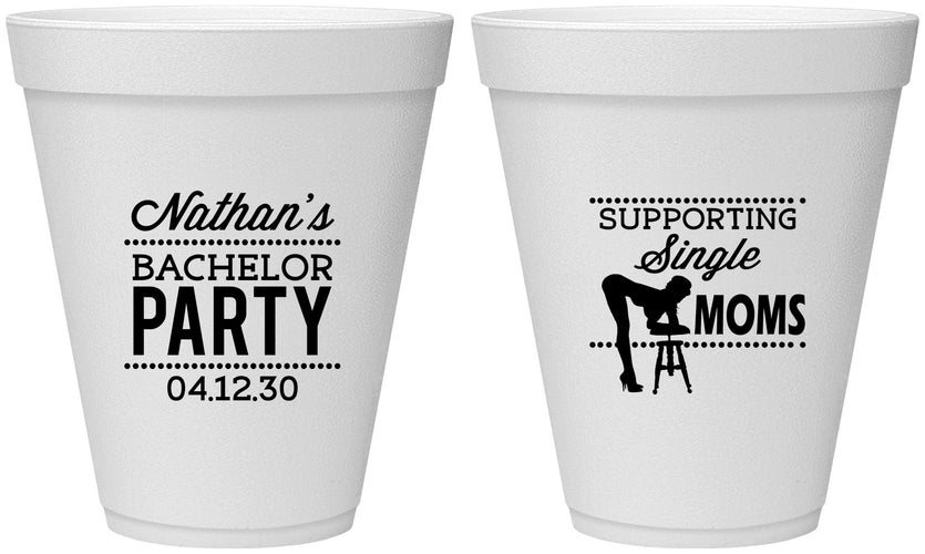 Personalized Bachelor Party 12 oz Foam Cups - Strip Club | 40006
