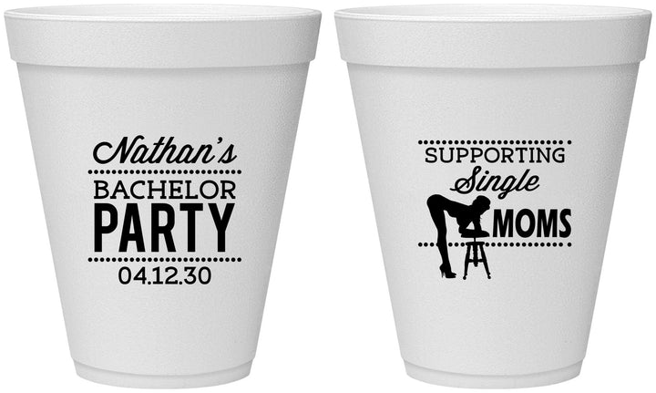 Personalized Bachelor Party 12 oz Foam Cups - Strip Club | 40006