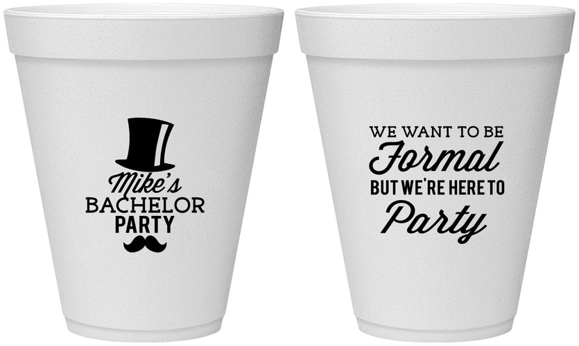 Personalized Bachelor Party 12 oz Foam Cups - Formal | 40007