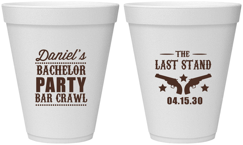 Personalized Bachelor Party 12 oz Foam Cups - The Last Stand | 40016