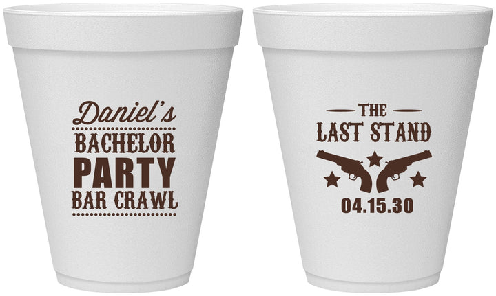 Personalized Bachelor Party 12 oz Foam Cups - The Last Stand | 40016