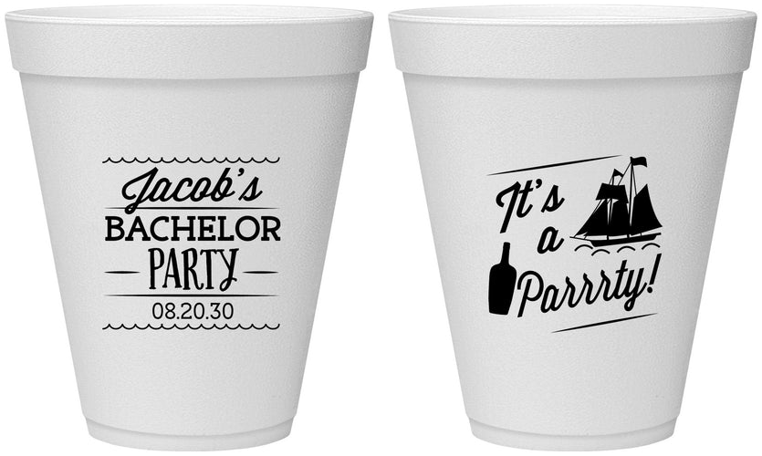 Personalized Bachelor Party 12 oz Foam Cups - Boat | 40023