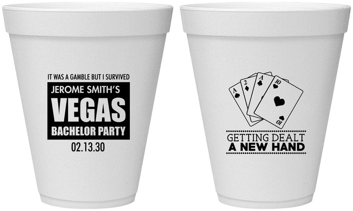 Personalized Bachelor Party 12 oz Foam Cups - Las Vegas | 40026