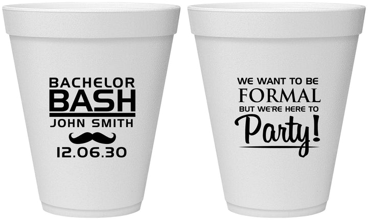 Personalized Bachelor Party 12 oz Foam Cups - Formal | 40030