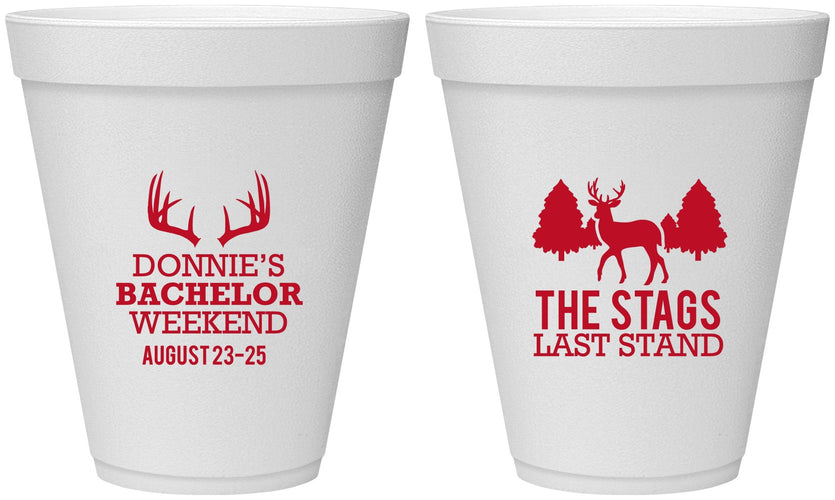 Personalized Bachelor Party 12 oz Foam Cups - Stags Last Stand | 40033