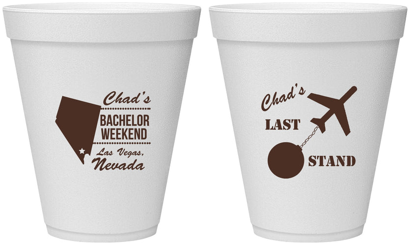Personalized Bachelor Party 12 oz Foam Cups - Last Stand | 40034
